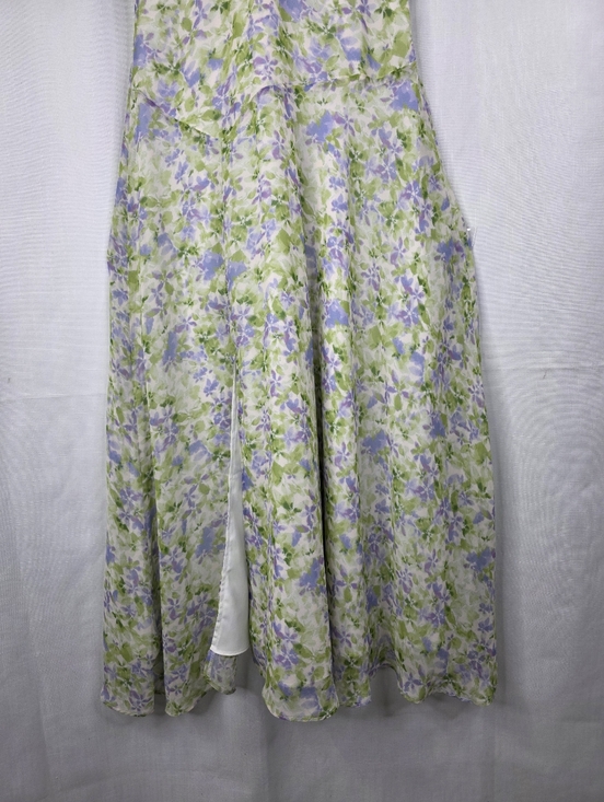 ASTR The Label V-Neck Pleated Floral Midi Wedding Dress Green lavender Size M - Picture 5 of 11